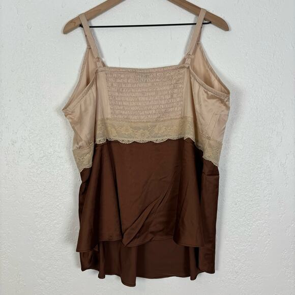 Torrid Babydoll V-Neck Satin Lace Trim Cami in Root Beer NWT Plus Size 3 - Picture 3 of 5